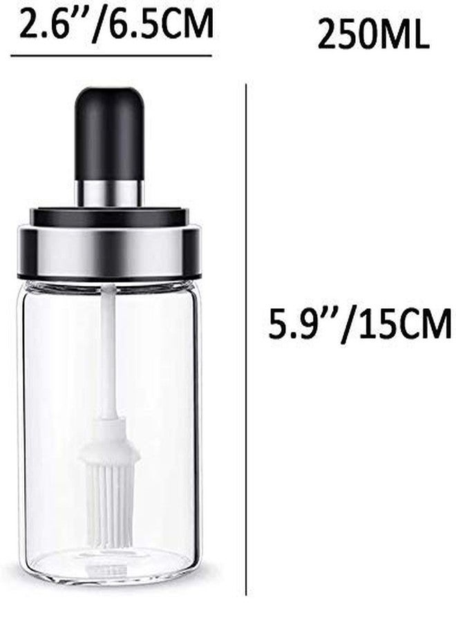 SOPTOOL Kitchen High Borosilicate Glass Spice Jars Seasonning Box Jar Condiment Jar, Combination Spoon and Lid Design, Empty Jars 250ml, Premium Commercial Grade (2, Brush Spoon) - Image 4